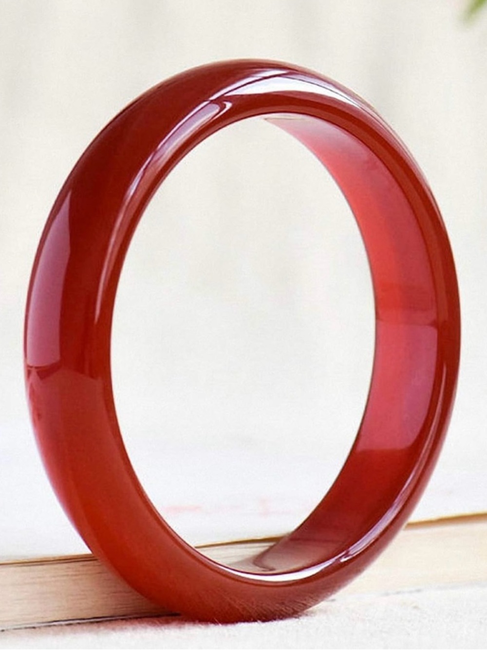 Natural Red Agate Jade Bangle Bracelet Rare NWOT